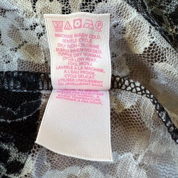 Victoria's Secret Floral Lace Top Sz S/P Black Cream Chunky Stripes Y2K 90s Goth - Picture 6 of 7